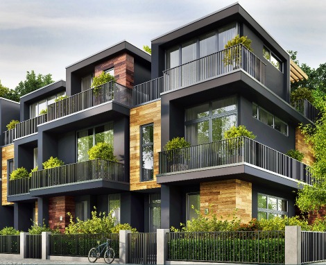 Location appartement – un immeuble neuf de logements, moderne et végétalisé