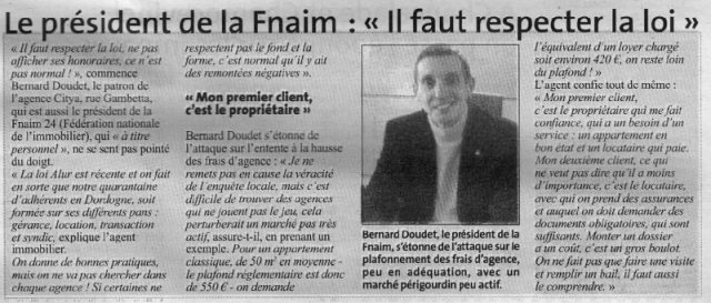 Le président de la FNAIM 24 : "Il faut respecter la loi"