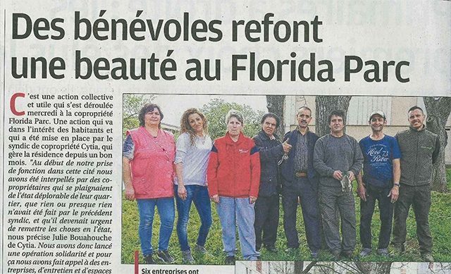 Les jardins de la copropriété LE FLORIDA PARC rénovés par des bénévoles