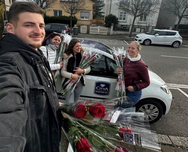 Distribution de Roses pour La Saint-Valentin à Riedisheim