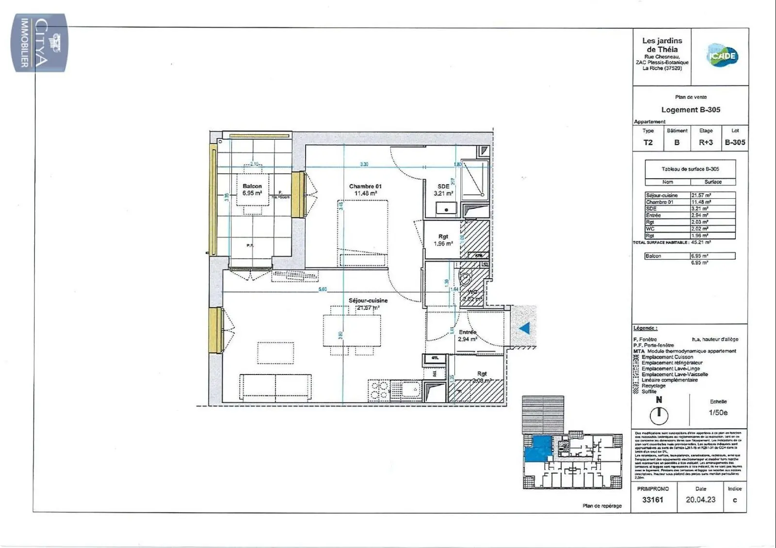 Photo 1 Appartement 2 pièces 45.21m²