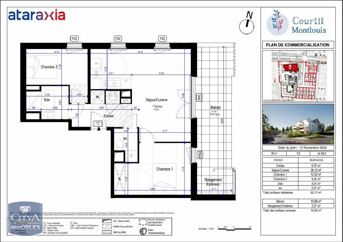 Photo 1 Appartement 3 pièces 62.52m²