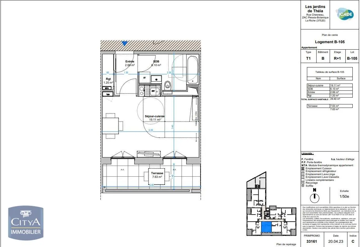 Photo 1 Appartement 1 pièce 31.65m²
