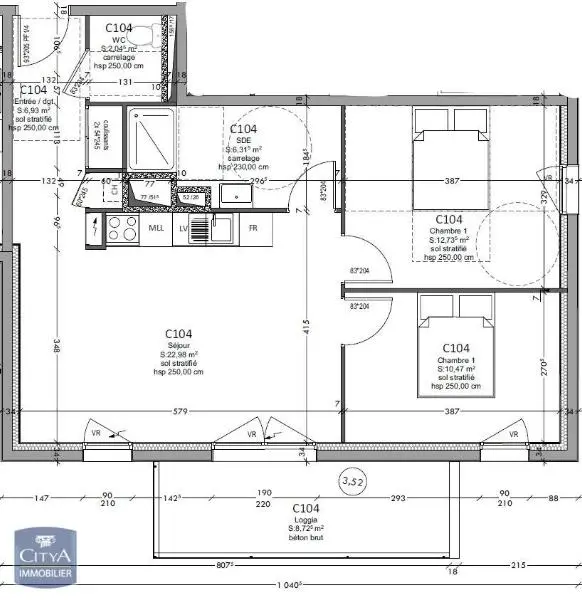 Photo 2 Appartement 3 pièces 61.5m²