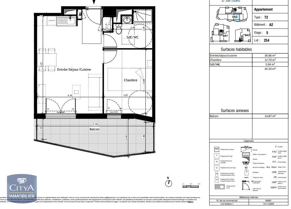 Photo 1 Appartement 2 pièces 45.51m²