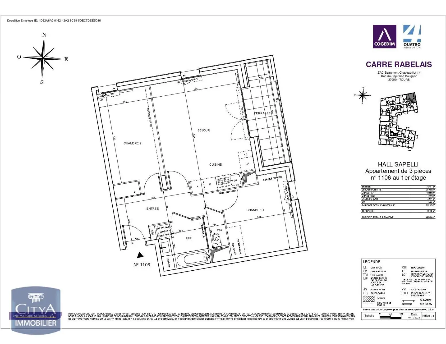 Photo 1 Appartement 3 pièces 59.12m²