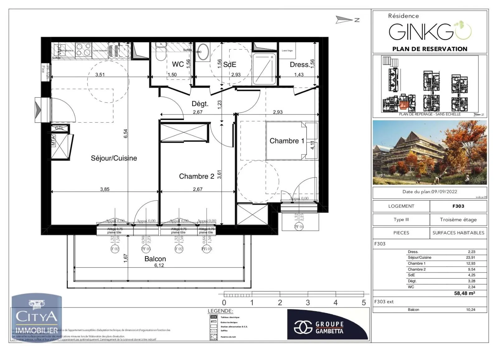 Photo 1 Appartement 3 pièces 58.48m²