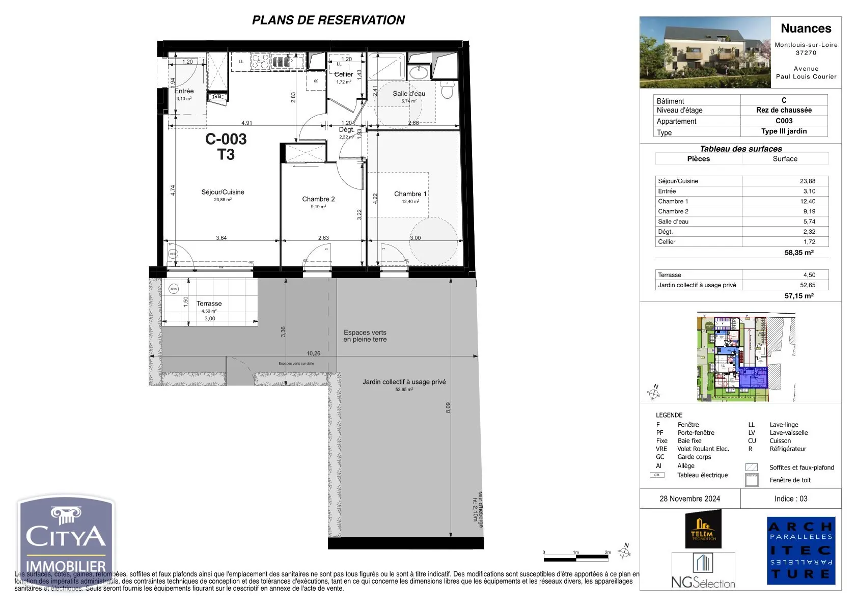 Photo 2 Appartement 3 pièces 58.35m²