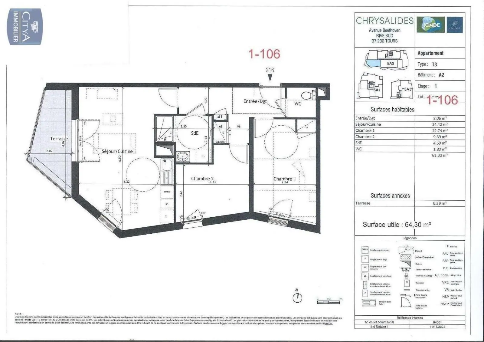 Photo 1 Appartement 3 pièces 61m²