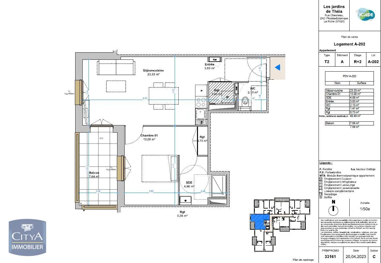 Photo 1 Appartement 2 pièces 49.49m²