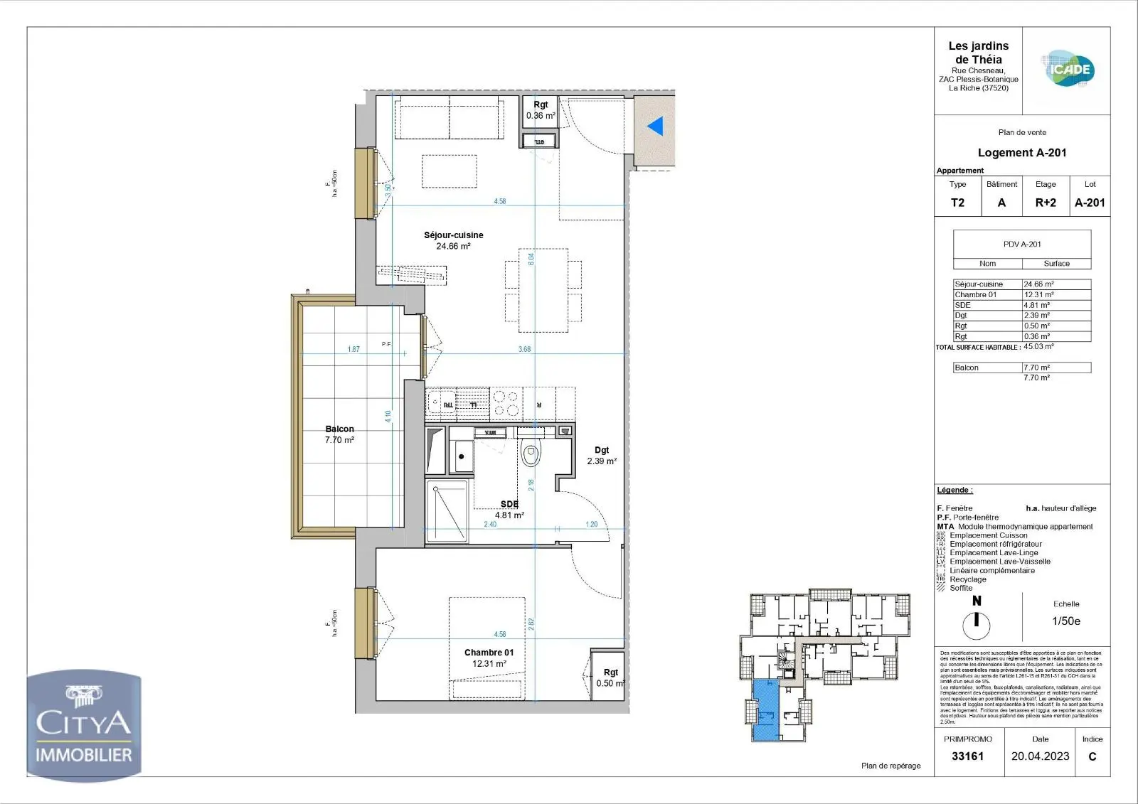 Photo 1 Appartement 2 pièces 45.03m²