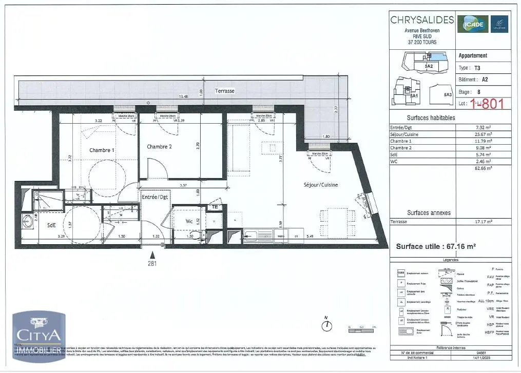 Photo 1 Appartement 3 pièces 62.66m²