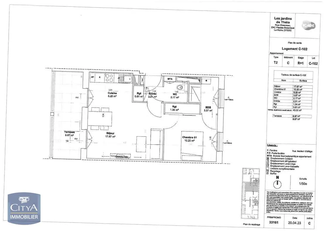 Photo 1 Appartement 2 pièces 43.02m²