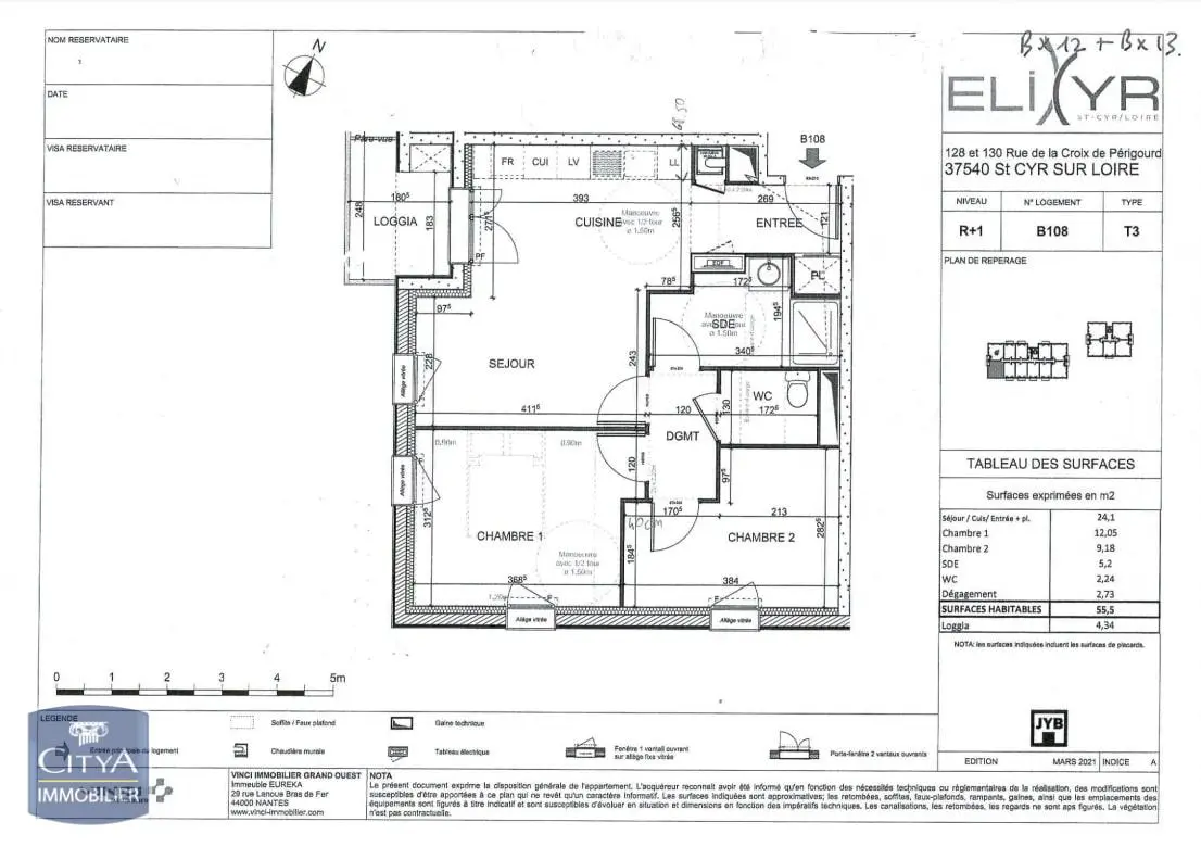 Photo 2 Appartement 3 pièces 55.5m²