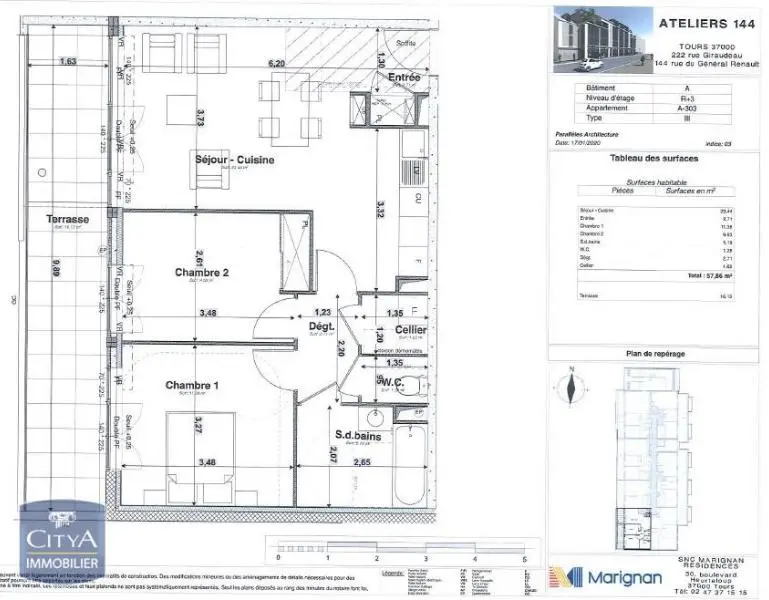 Photo 1 Appartement 3 pièces 57.96m²