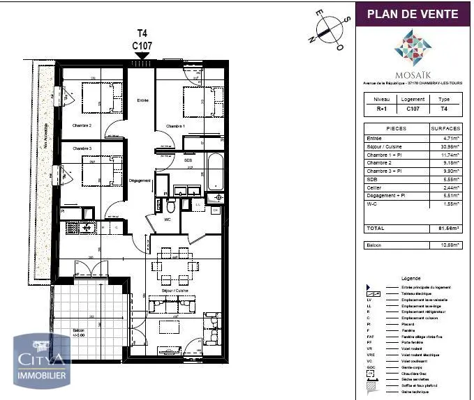 Photo 2 Appartement 4 pièces 81.66m²