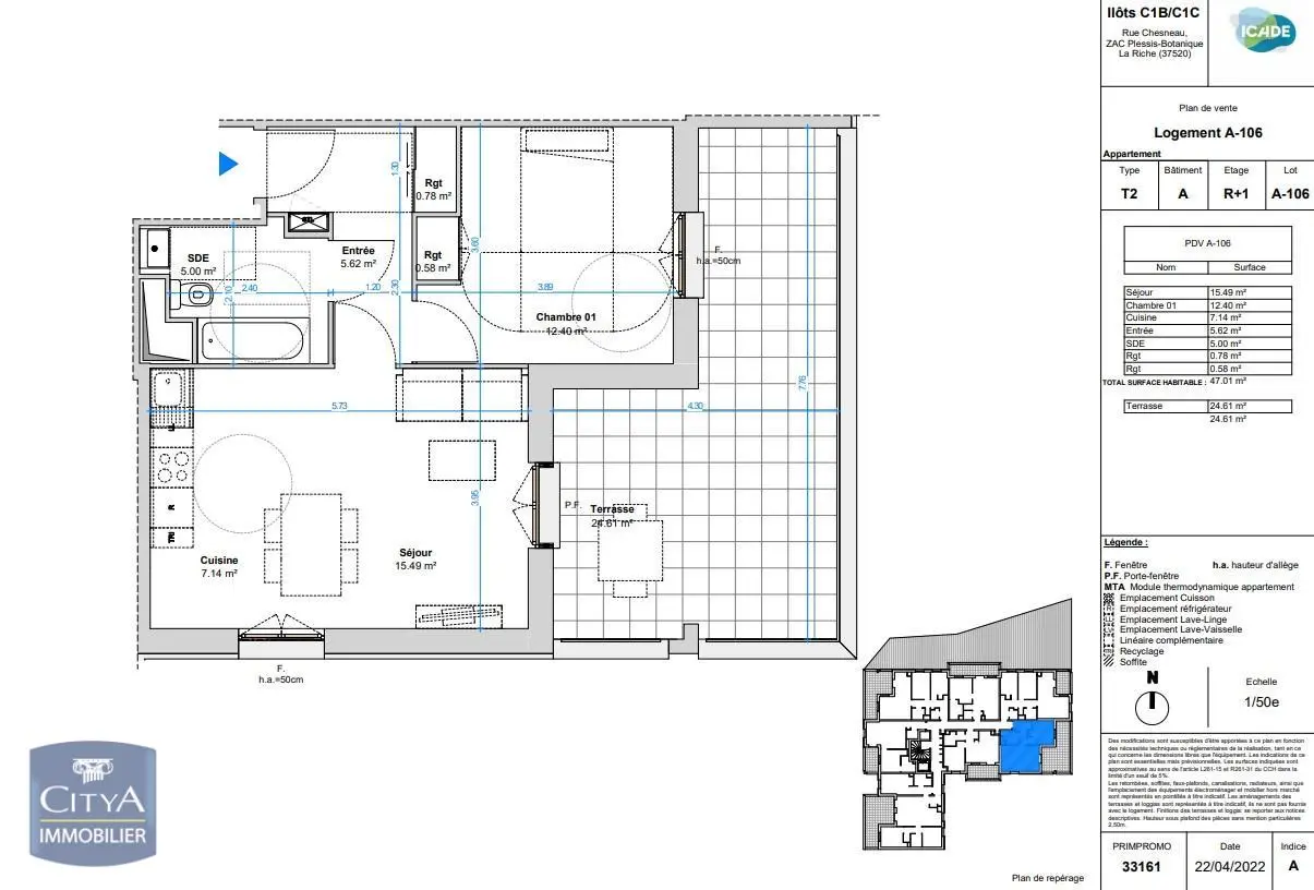 Photo 1 Appartement 2 pièces 47.01m²