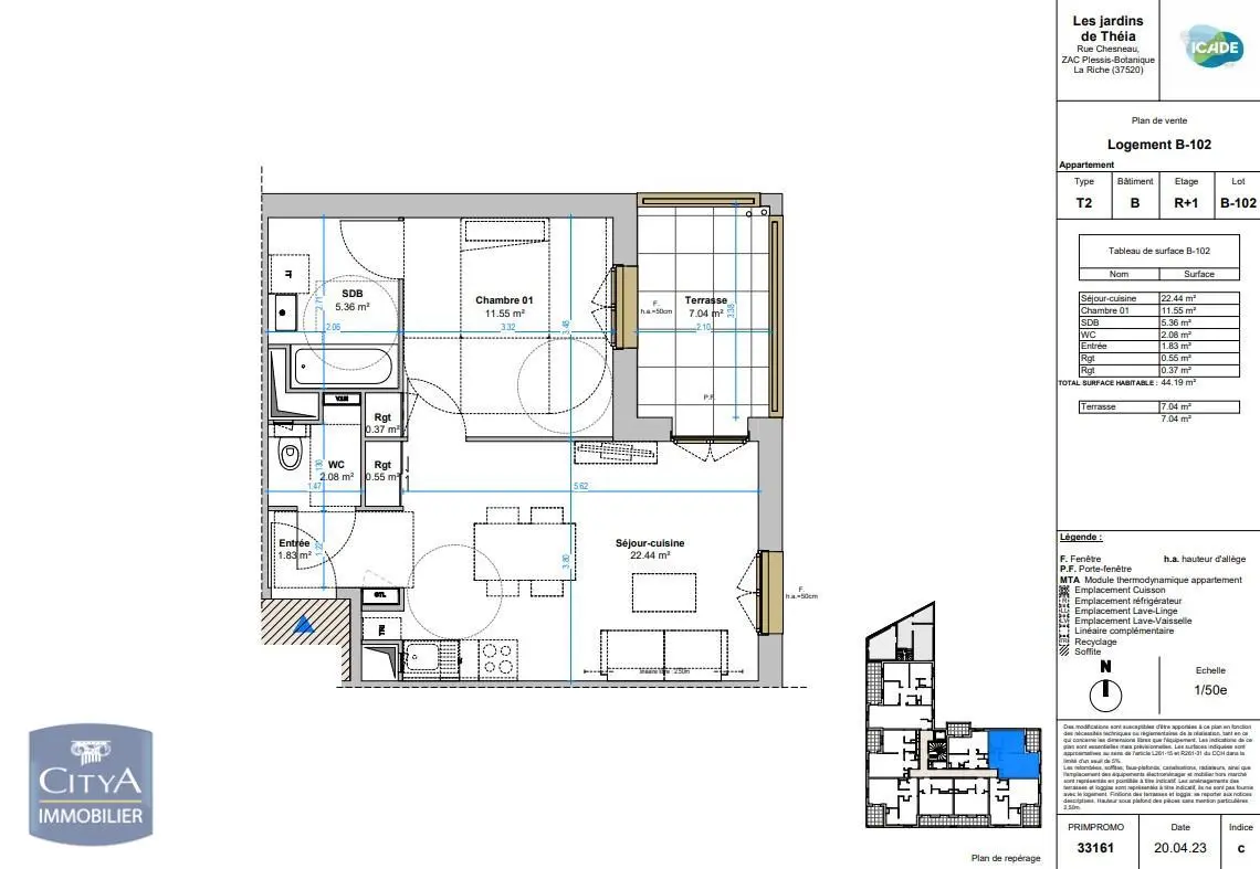 Photo 1 Appartement 2 pièces 44.19m²