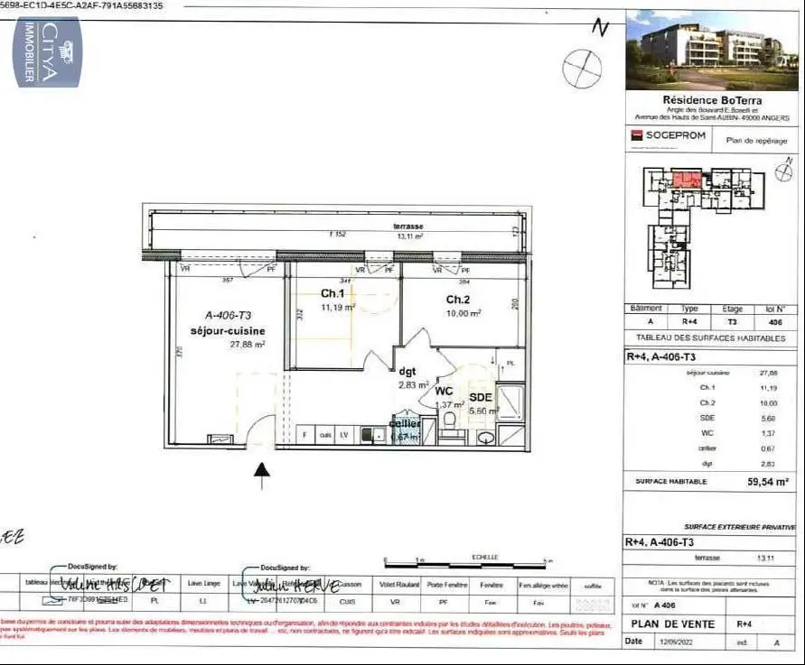 Photo 1 Appartement 3 pièces 59.54m²