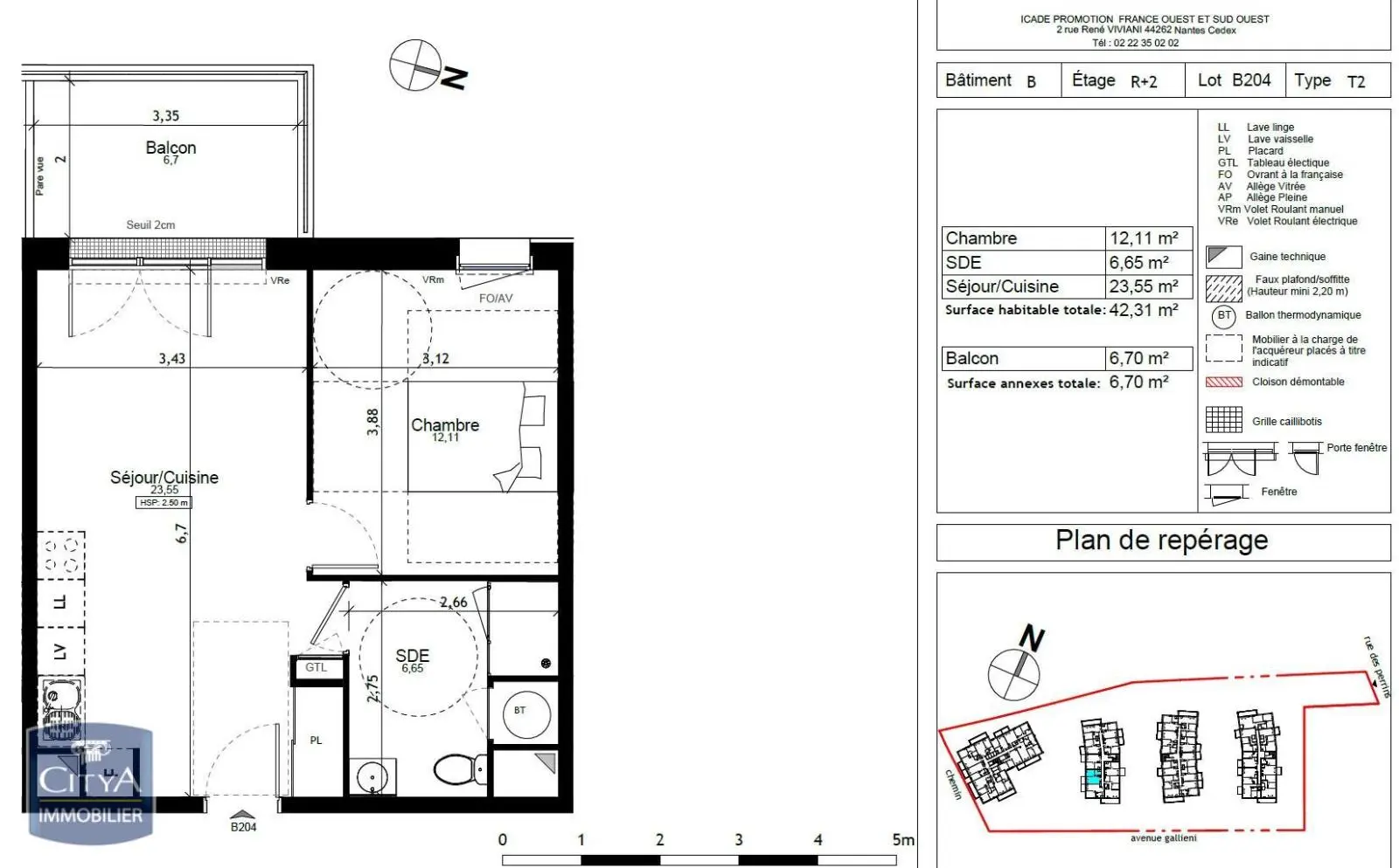 Photo 2 Appartement 2 pièces 42.31m²