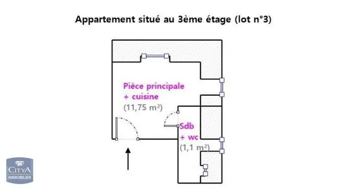 Photo 4 Appartement 1 pièce 12.85m²