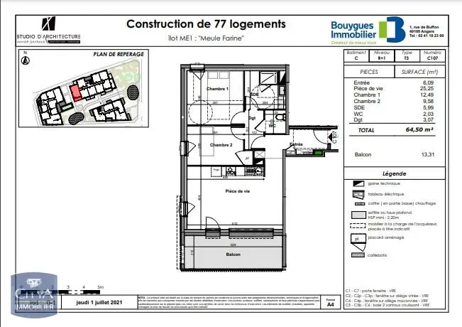 Photo 1 Appartement 3 pièces 64.5m²