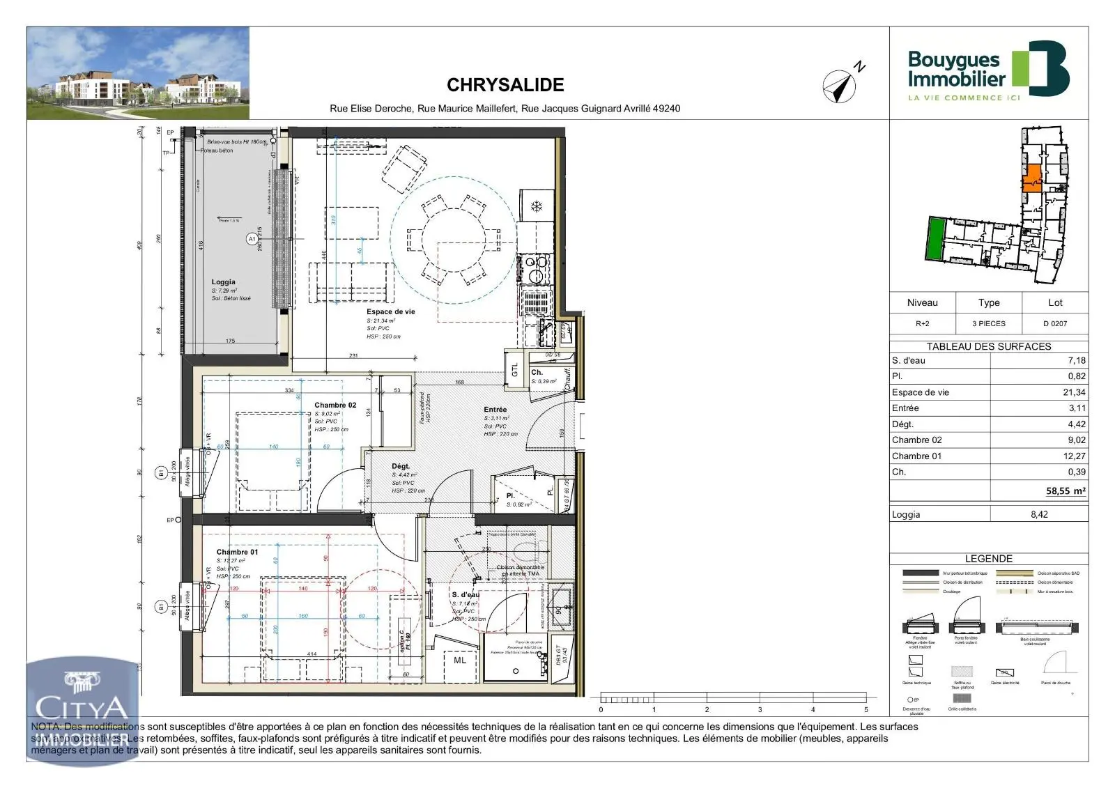 Photo 1 Appartement 3 pièces 58.55m²