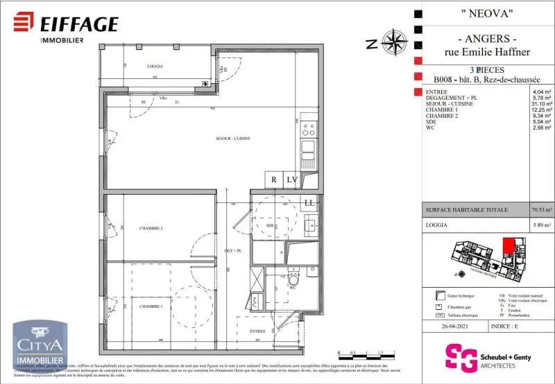 Photo 2 Appartement 3 pièces 70.53m²