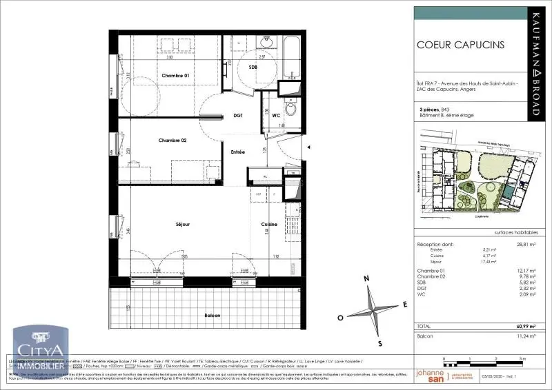 Photo 2 Appartement 3 pièces 60.99m²
