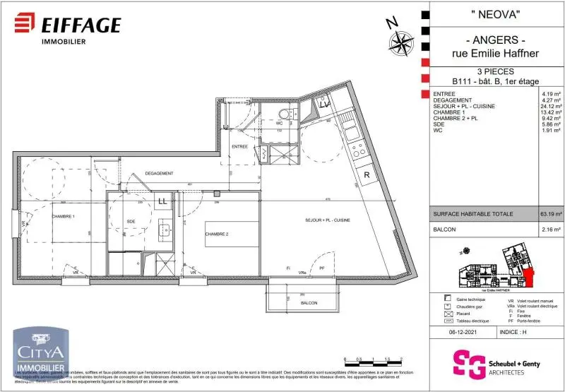 Photo 2 Appartement 3 pièces 63.19m²