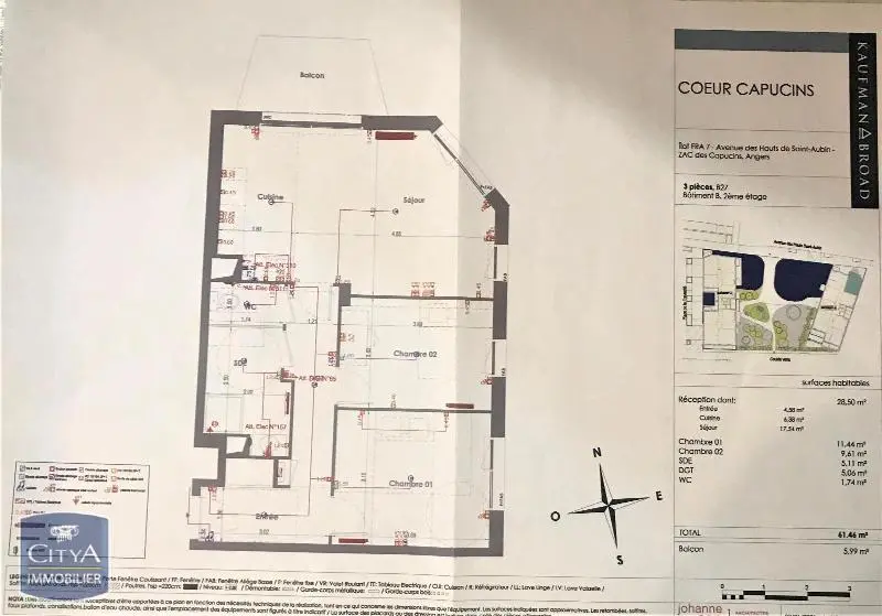 Photo 2 Appartement 3 pièces 61.46m²