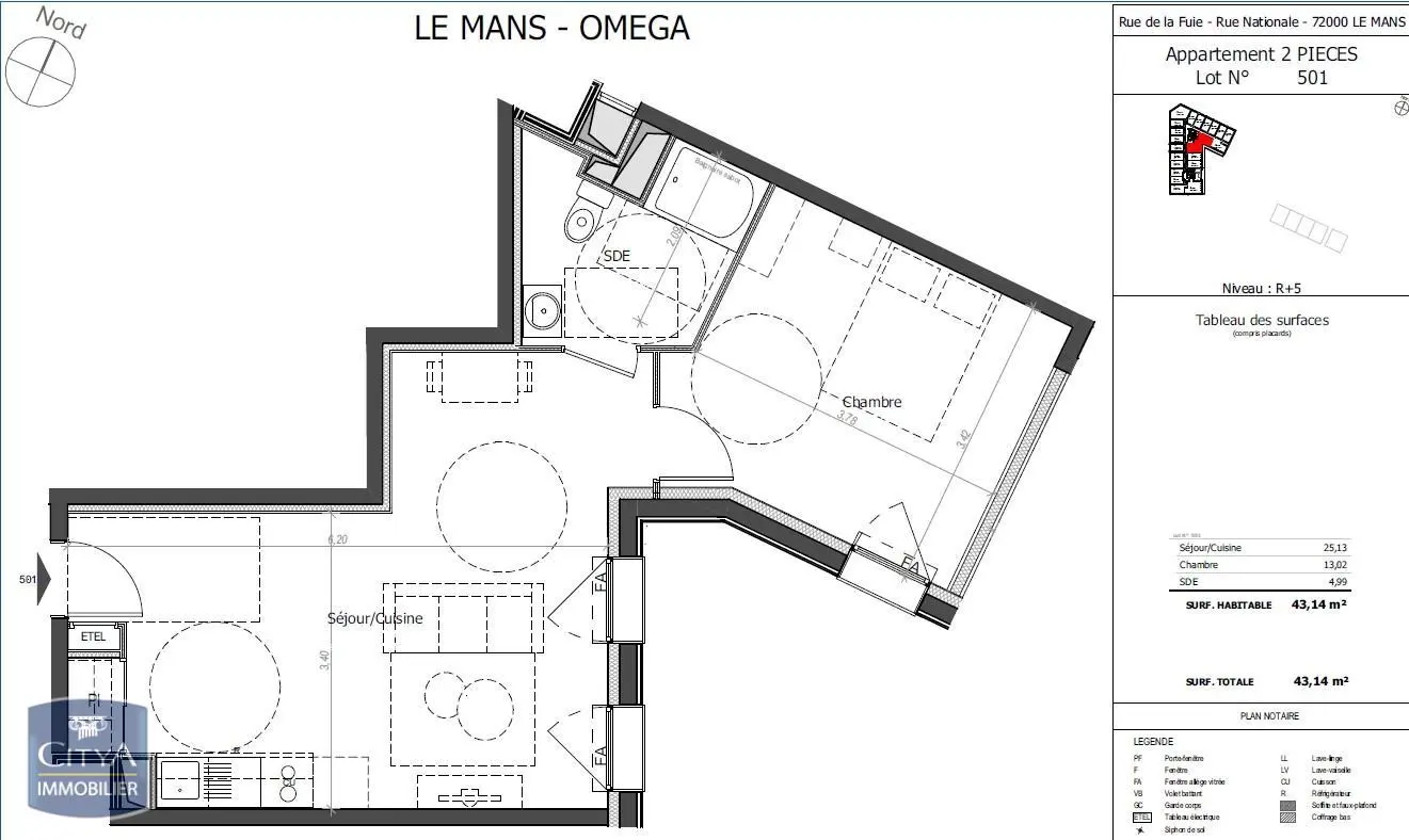 Photo 2 Appartement 2 pièces 43.14m²