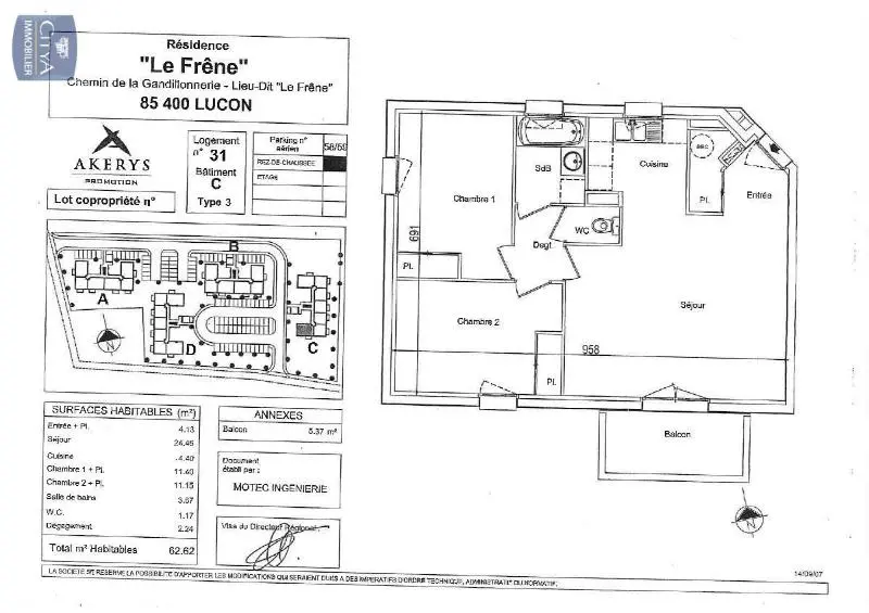 Photo 1 Appartement 3 pièces 62.62m²