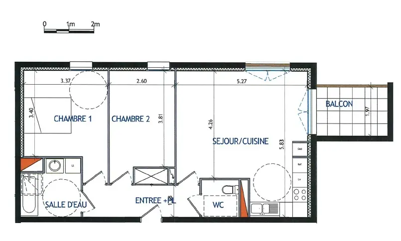 Photo 2 Appartement 3 pièces 63.58m²