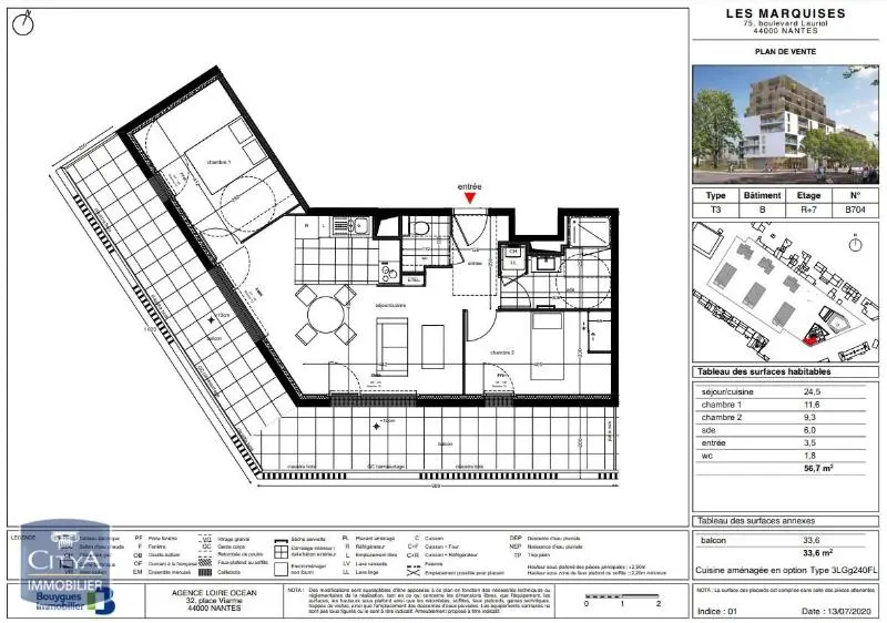 Photo 1 Appartement 3 pièces 56.7m²