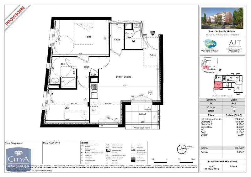 Photo 2 Appartement 3 pièces 56.1m²