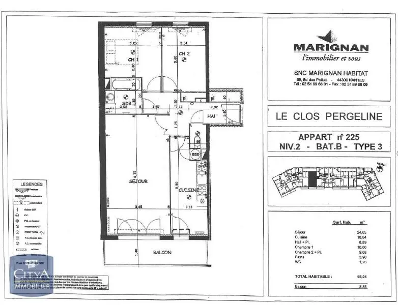 Photo 10 Appartement 3 pièces 69.29m²