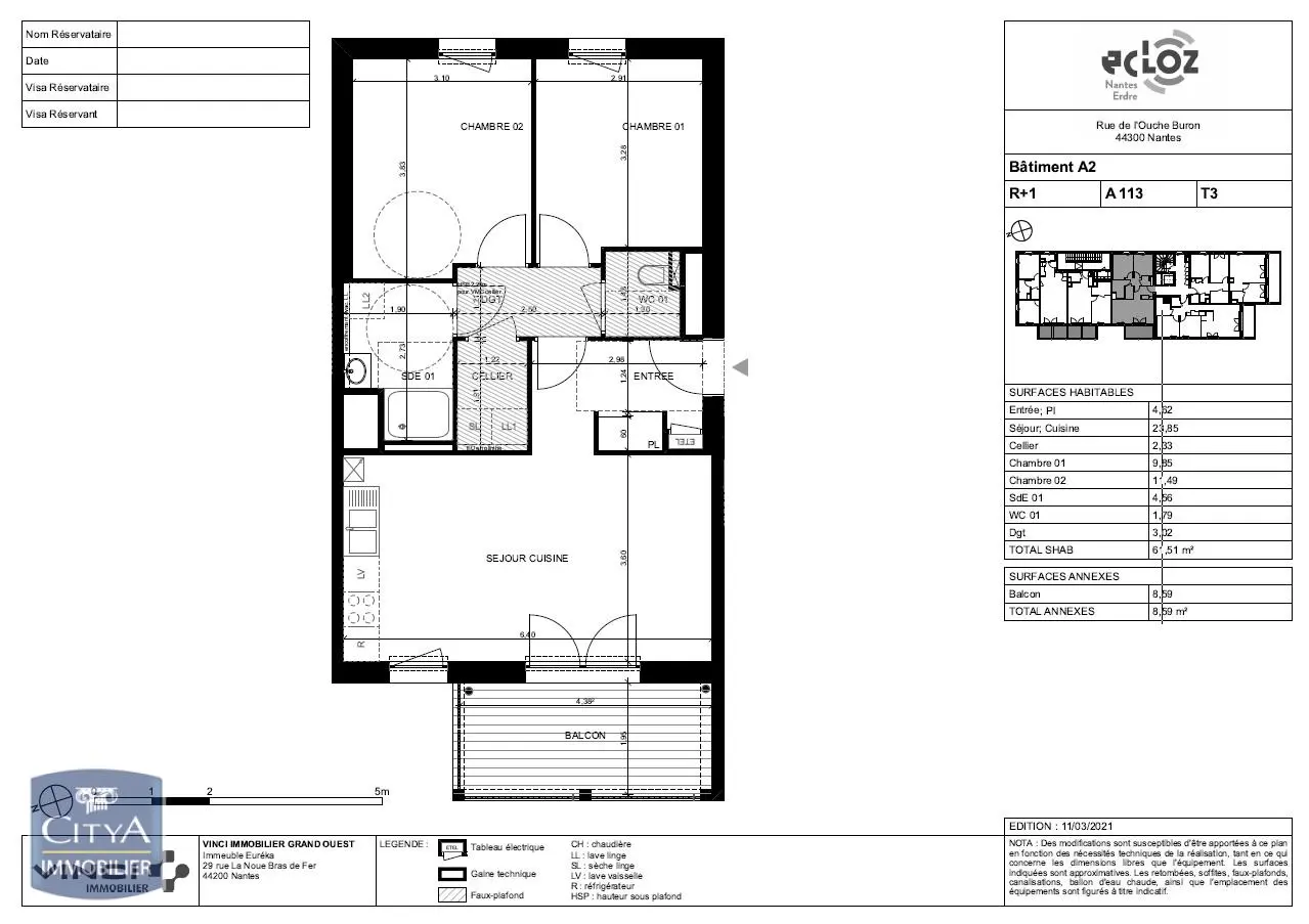 Photo 2 Appartement 3 pièces 61.51m²