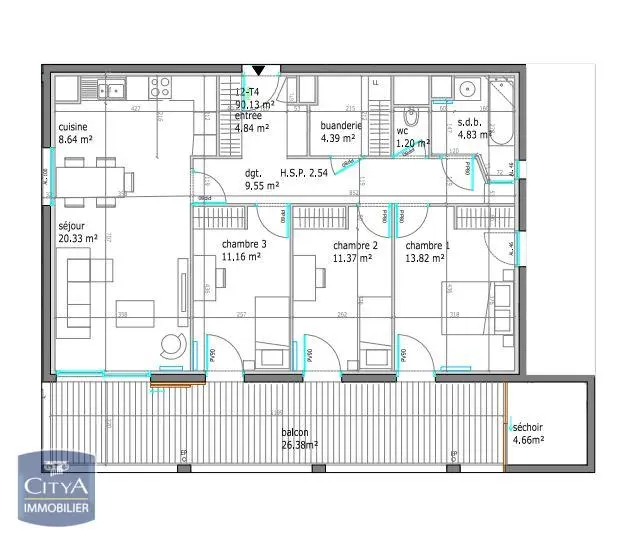 Photo 4 Appartement 4 pièces 88.67m²