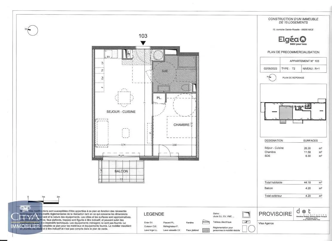 Photo 1 Appartement 2 pièces 44.18m²