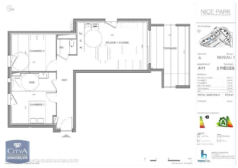 Photo 1 Appartement 3 pièces 61.9m²