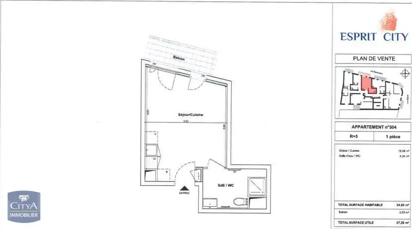 Photo 1 Appartement 1 pièce 24.02m²