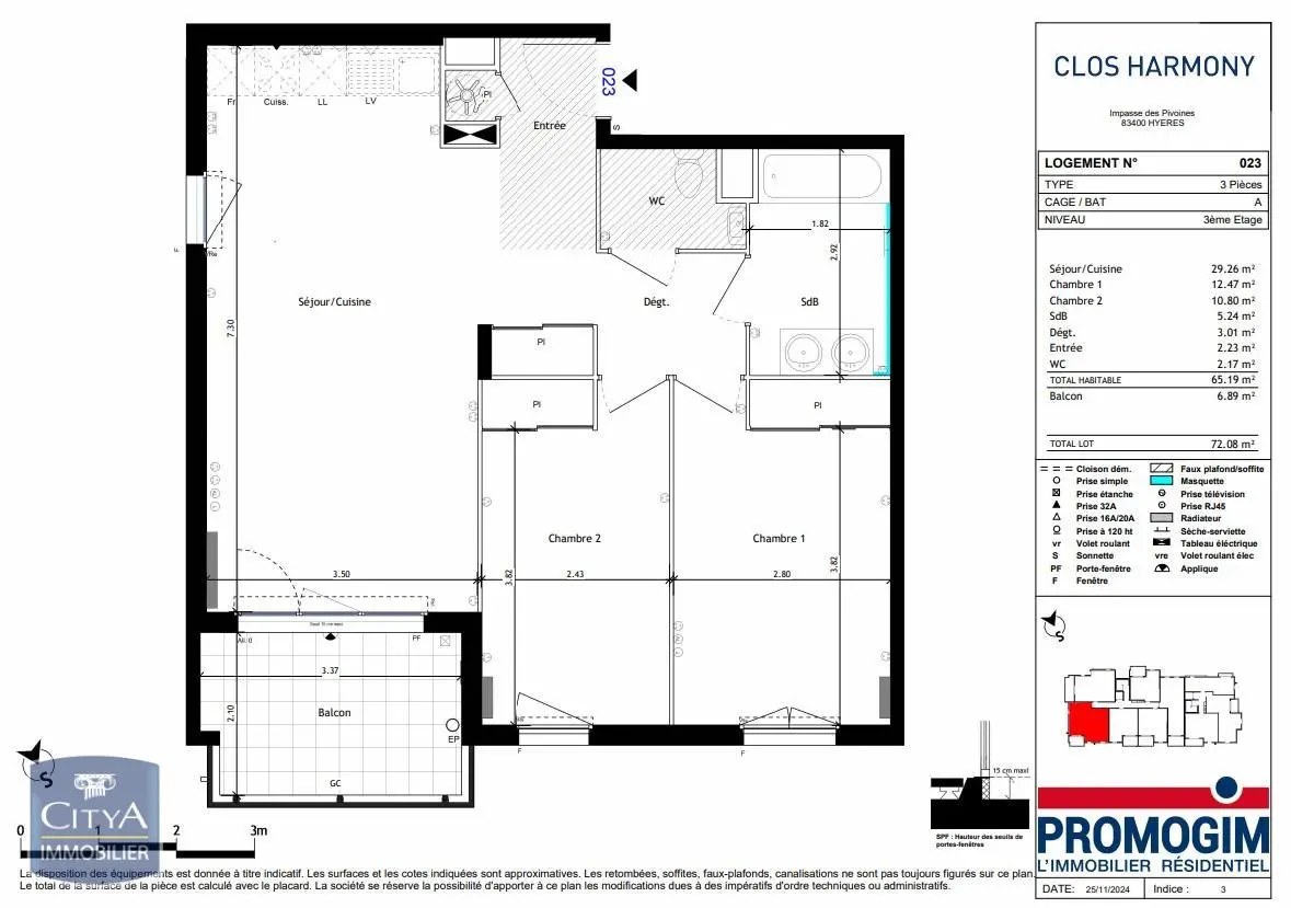 Photo 1 Appartement 3 pièces 65.19m²