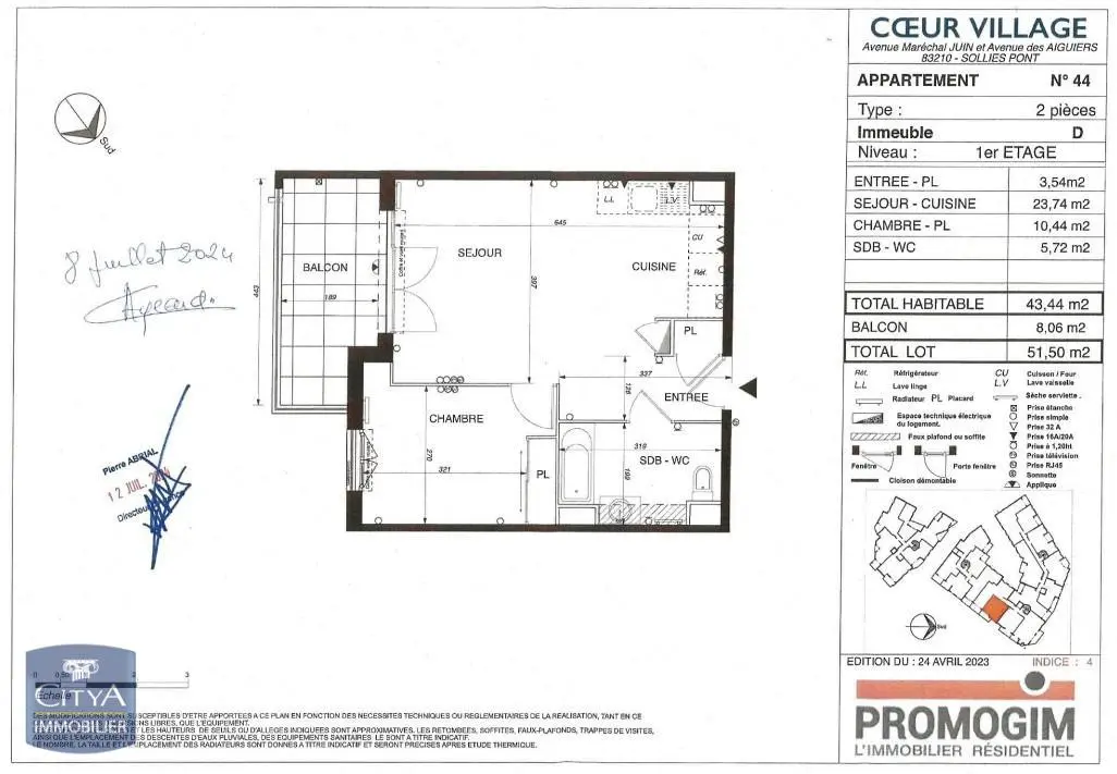 Photo 2 Appartement 2 pièces 43.44m²