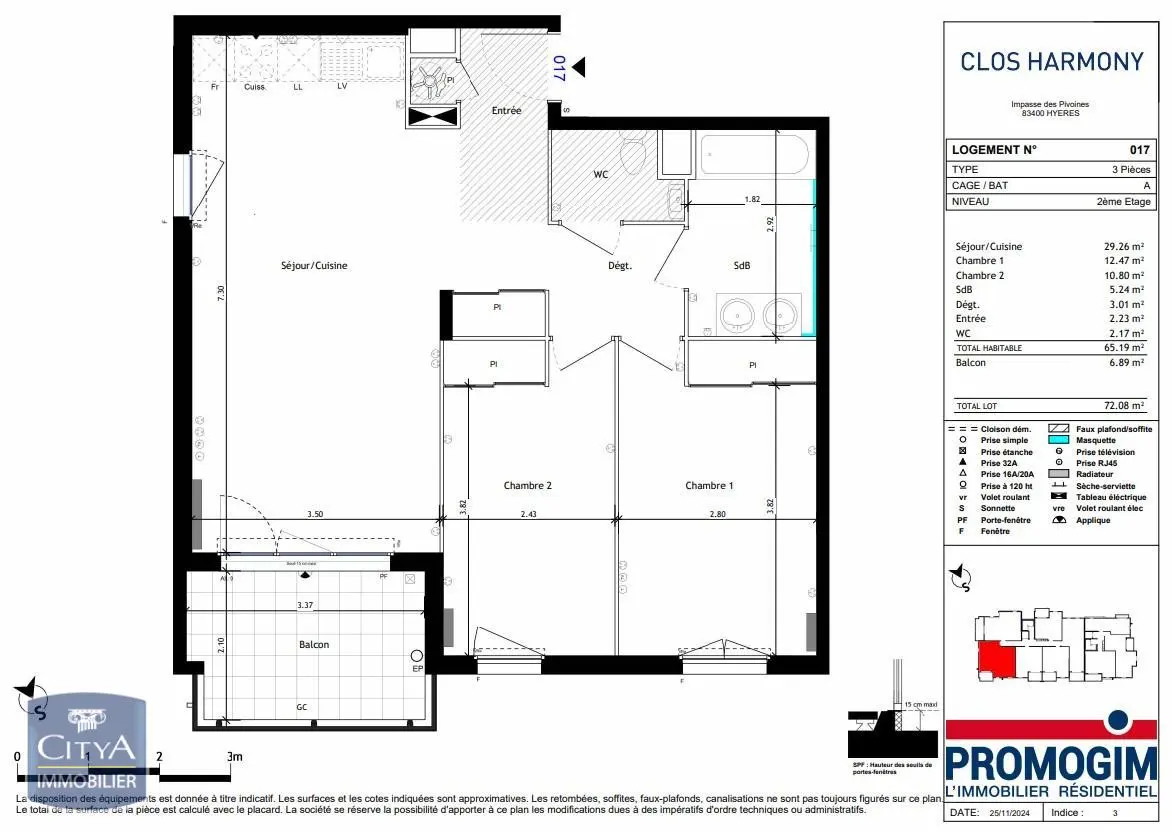 Photo 1 Appartement 3 pièces 65.19m²