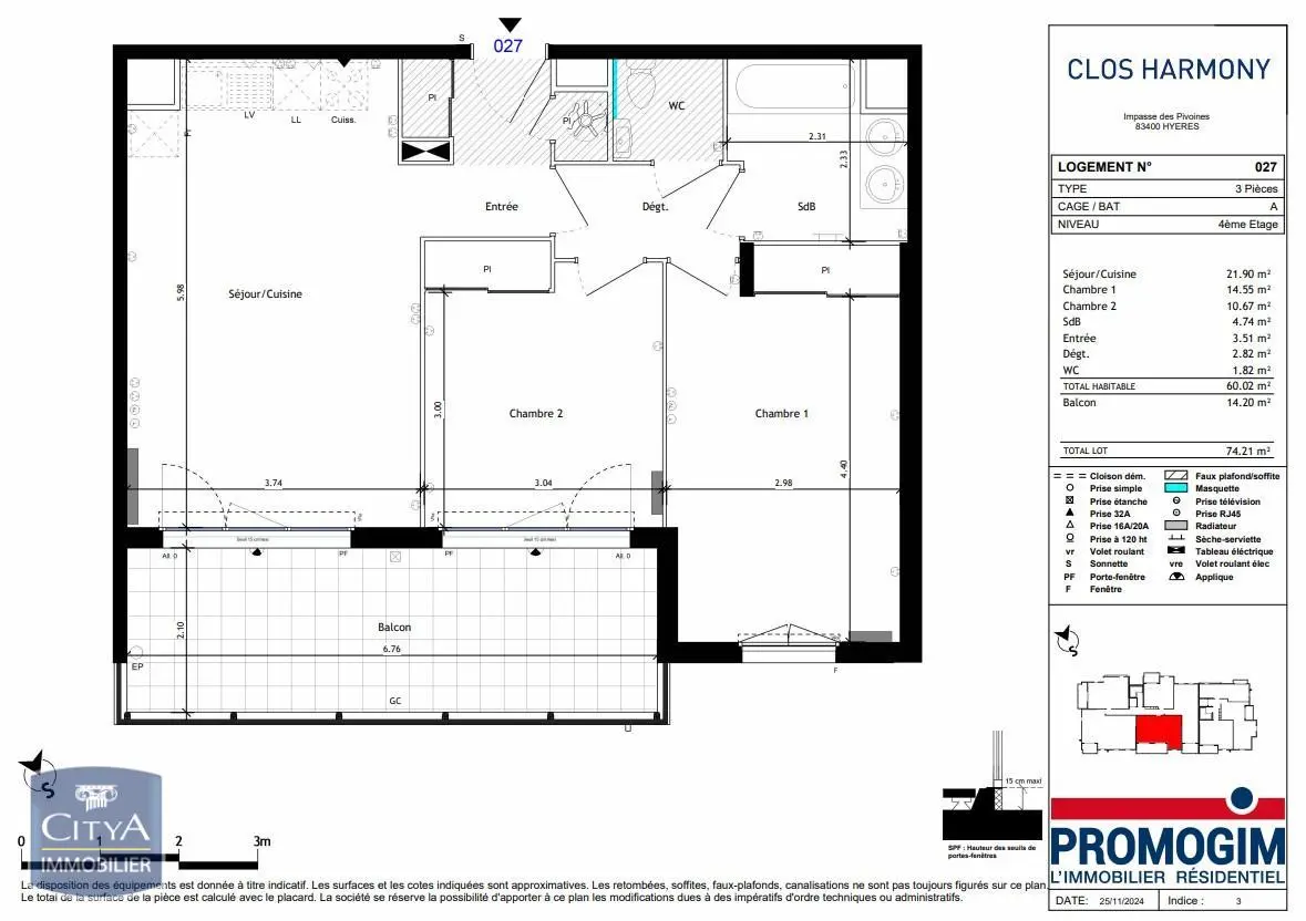 Photo 1 Appartement 3 pièces 60.02m²