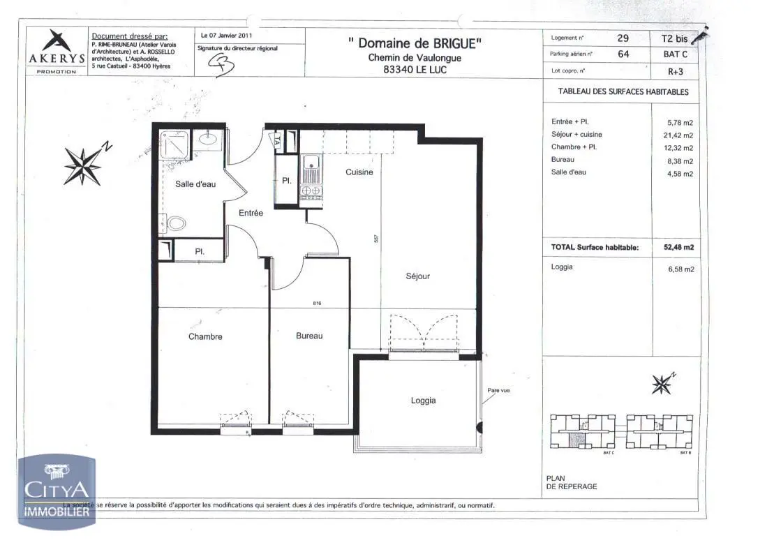 Photo 2 Appartement 3 pièces 52.48m²