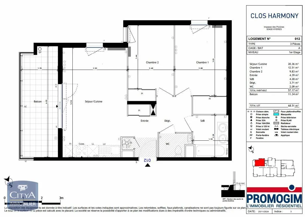 Photo 1 Appartement 3 pièces 51.17m²