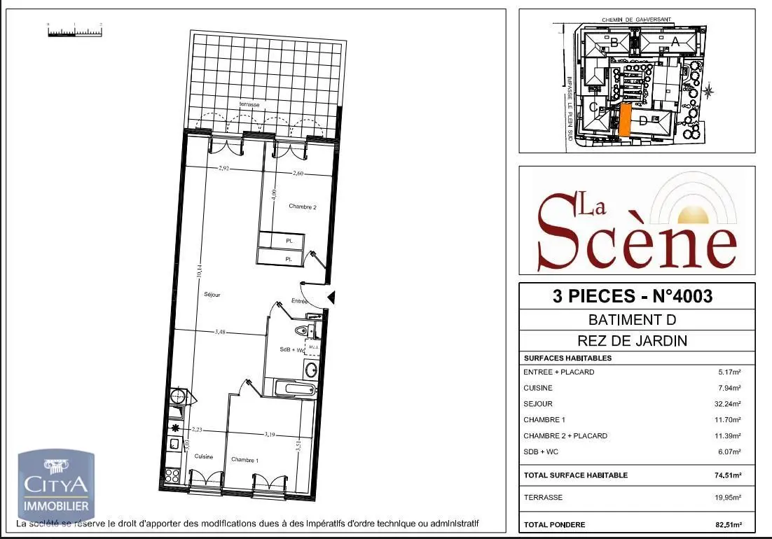 Photo 2 Appartement 3 pièces 74.51m²