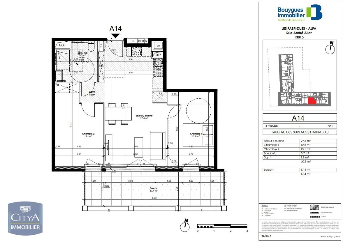 Photo 2 Appartement 3 pièces 60.8m²